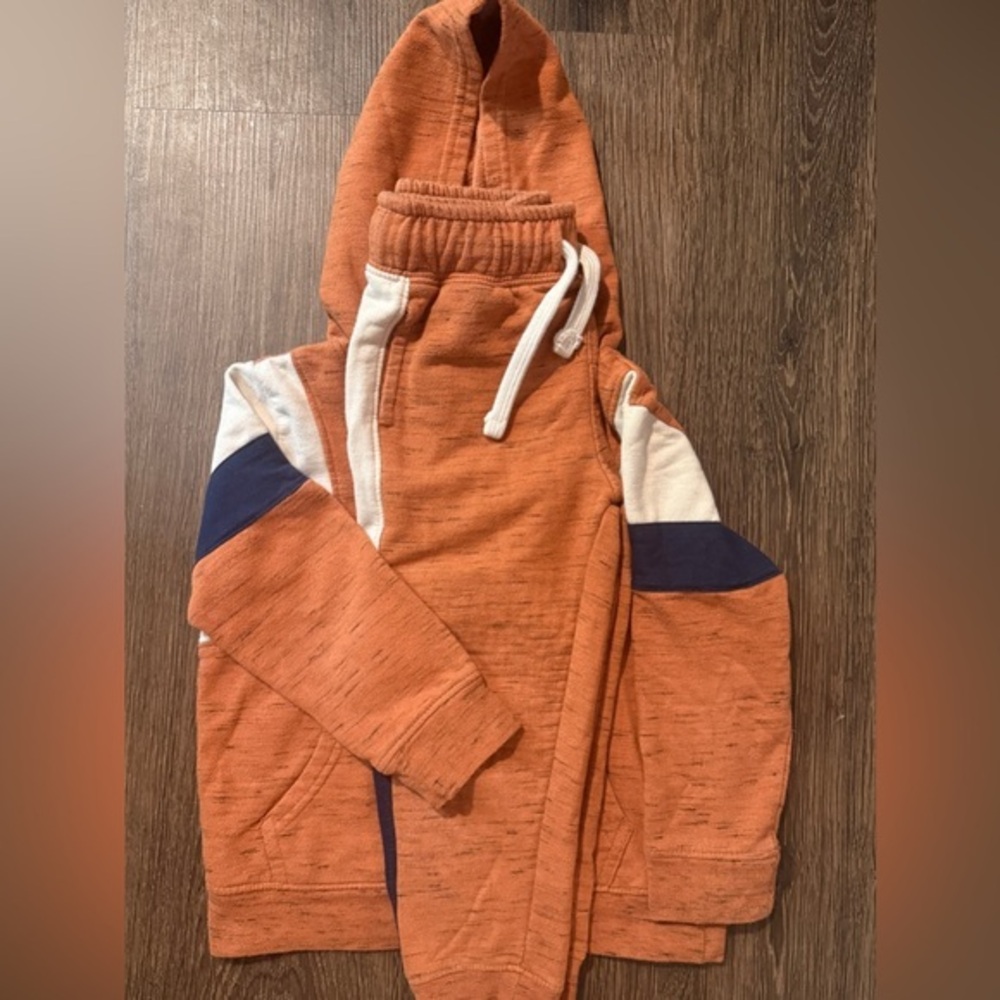 Orange and Navy Toddler Boy Hoodie & Jogger Set